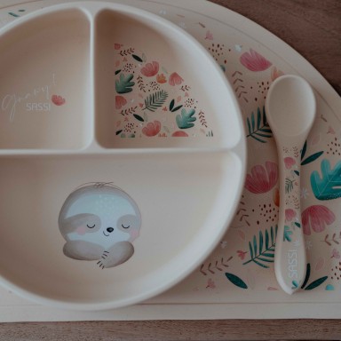 Assiette avec ventouse en silicone - Gnawy le paressaux