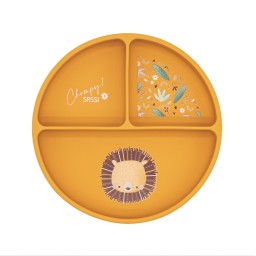Assiette avec ventouse en silicone - Chompy le lion