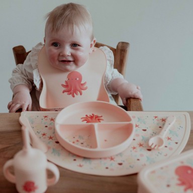 Assiette avec ventouse en silicone - Slurpy la pieuvre