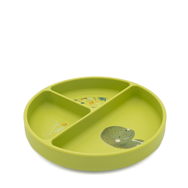 Assiette avec ventouse en silicone - Cracky le dinosaure