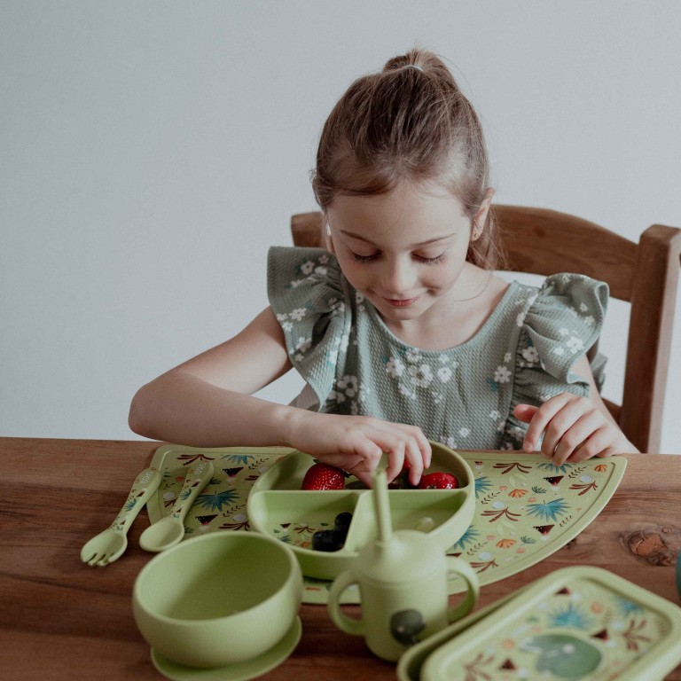 Assiette avec ventouse en silicone - Cracky le dinosaure