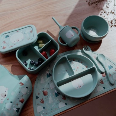 Assiette avec ventouse en silicone - Munchy l’ours