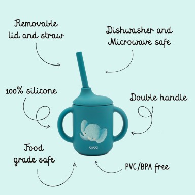 Tasse d'apprentissage en silicone - Chewy l’éléphant