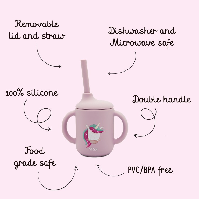 Tasse d'apprentissage en silicone - Sparkly la licorne