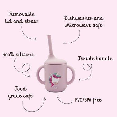 Silicone Straw Cup - Sparkly the Unicorn