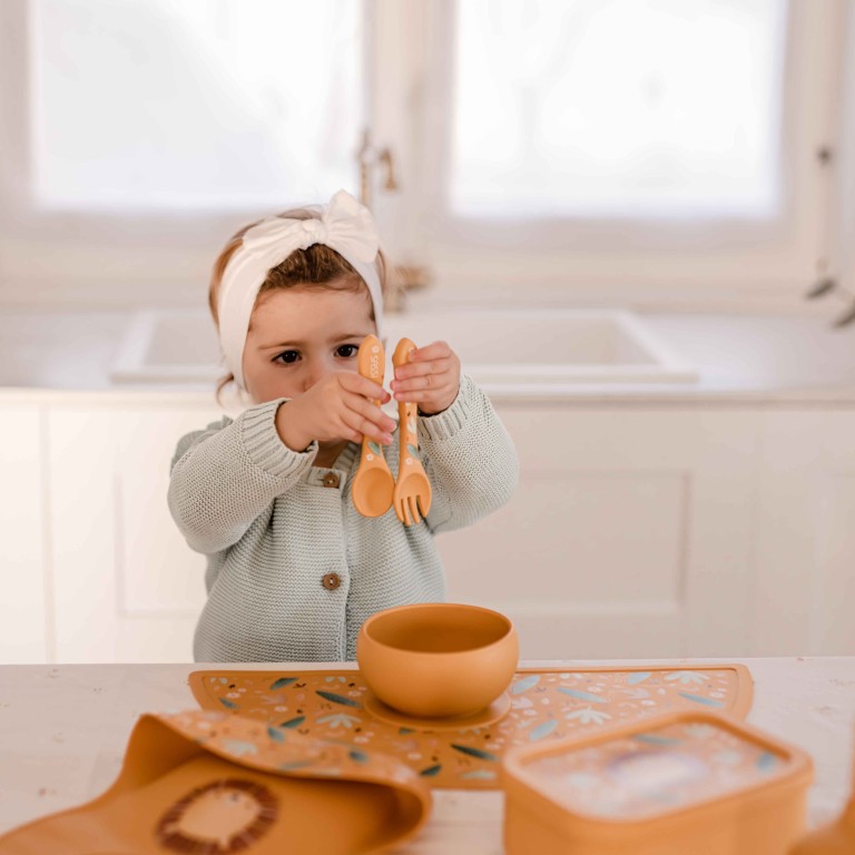 Couverts en silicone - Chompy le lion