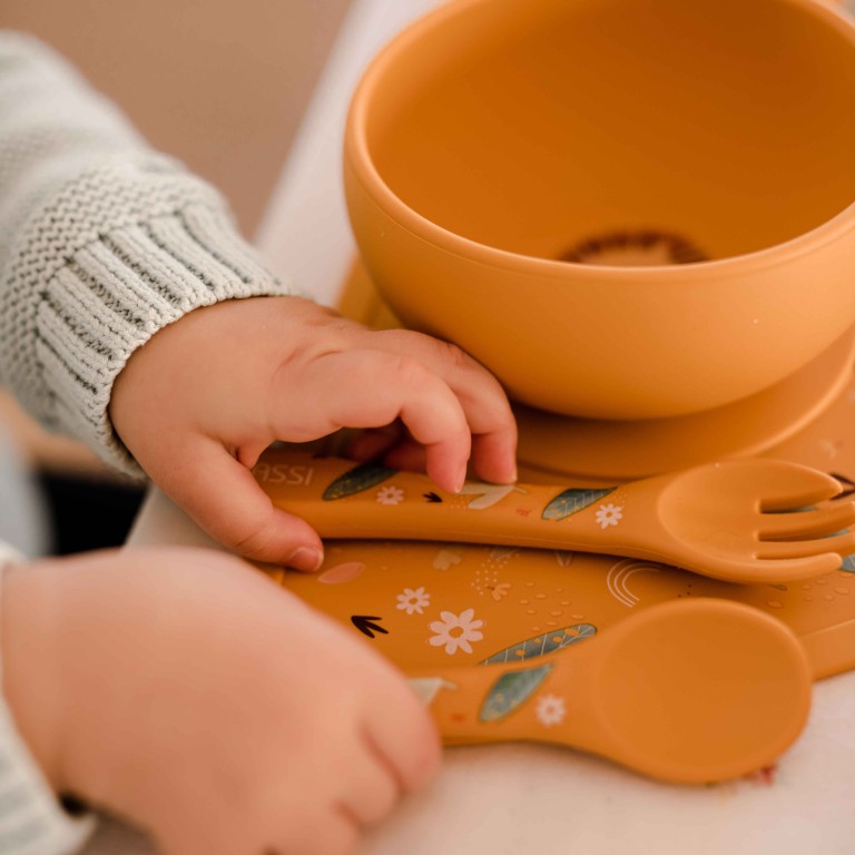 Couverts en silicone - Chompy le lion