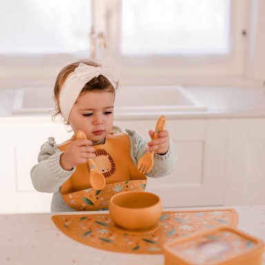 Bavaglino con tasca in silicone - Leone Chompy