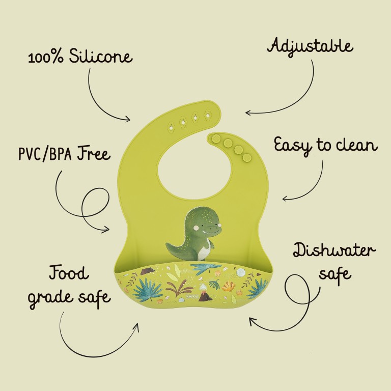 Silicone Bib - Cracky the Dinosaur
