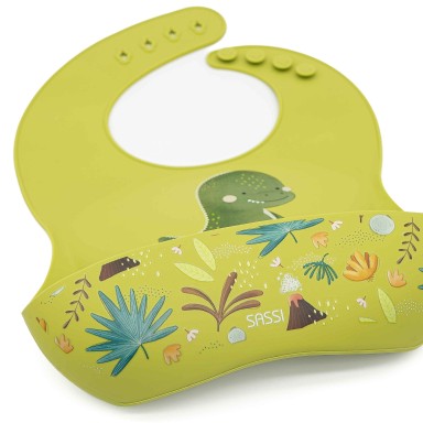 Bavaglino con tasca in silicone - Dinosauro Cracky