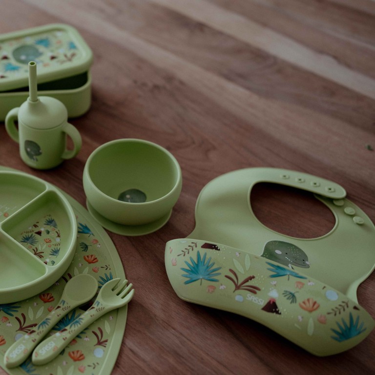 Bavaglino con tasca in silicone - Dinosauro Cracky