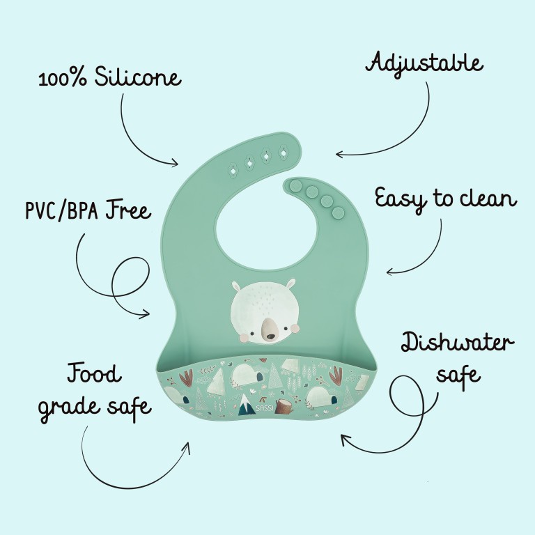 Bavaglino con tasca in silicone - Orso Munchy