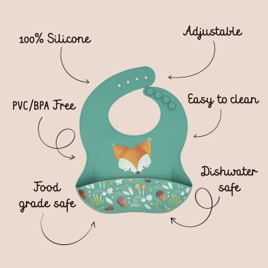 Bavoir en silicone - Crunchy le renard