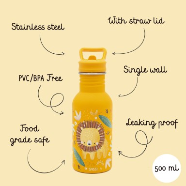 Gourde en inox 500 ml - Chompy le lion