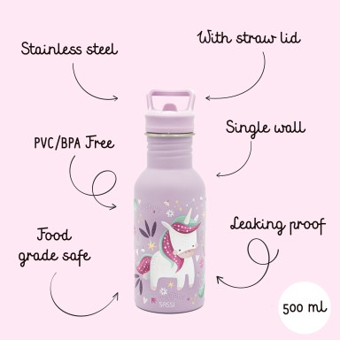 500 ml Stainless Steel Bottle - Sparkly the Unicorn