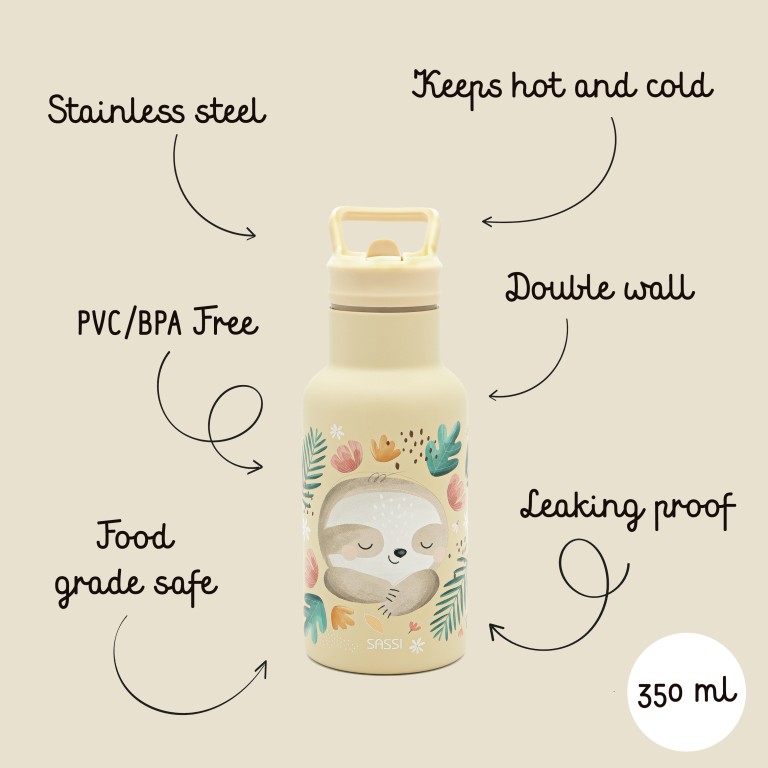 350 ml Vacuum Insulated Steel Bottle - Gnawy the Sloth