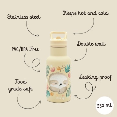 Gourde isotherme en inox 350 ml - Gnawy le paressaux