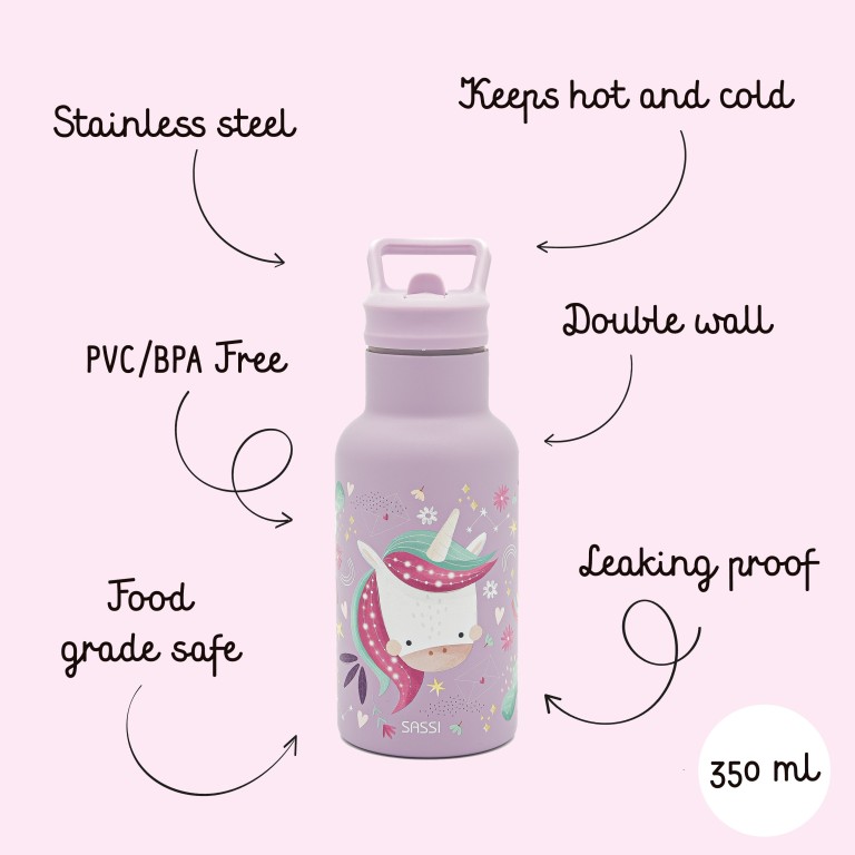 350 ml Vacuum Insulated Steel Bottle - Sparkly the Unicorn