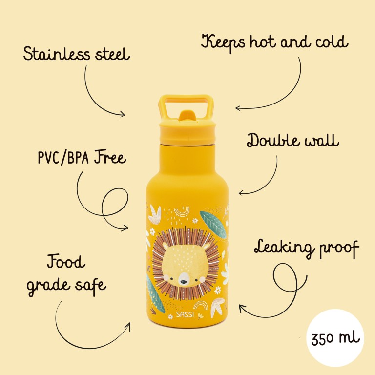 Gourde isotherme en inox 350 ml - Chompy le lion