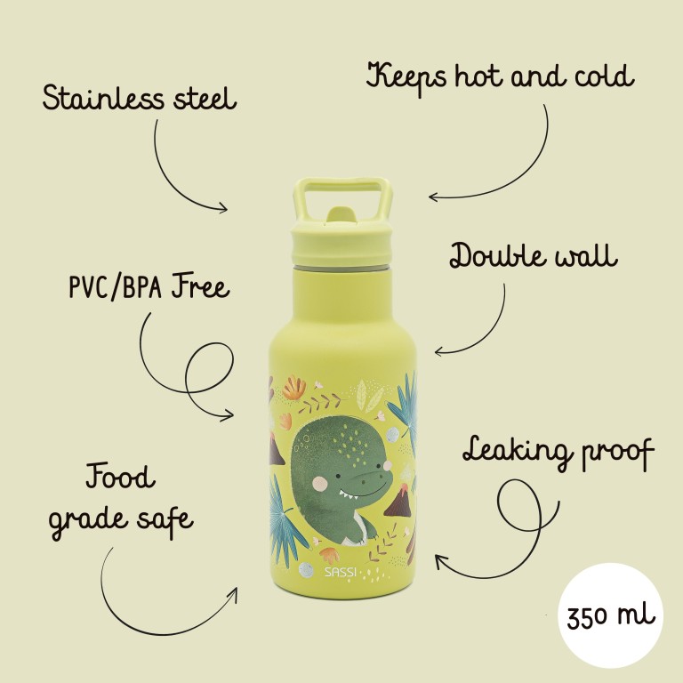 350 ml Vacuum Insulated Steel Bottle - Cracky the Dinosaur