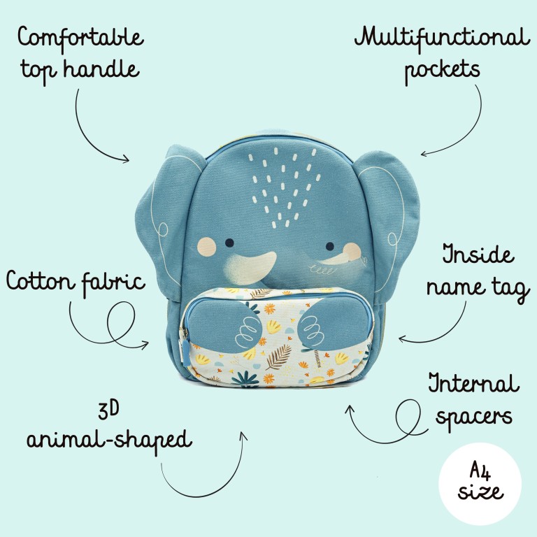 A4 size Junior Backpack - Chewy the Elephant