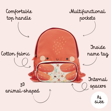 A4 size Junior Backpack - Slurpy the Octopus