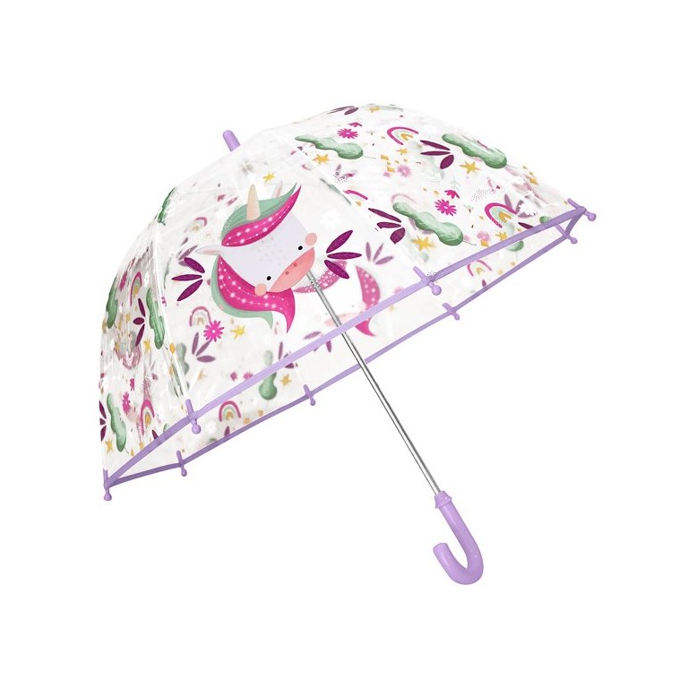 Ombrello trasparente per bambini - Unicorno Sparkly