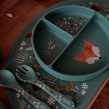 Assiette avec ventouse en silicone - Crunchy le renard