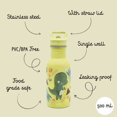 Gourde en inox 500 ml - Cracky le dinosaure