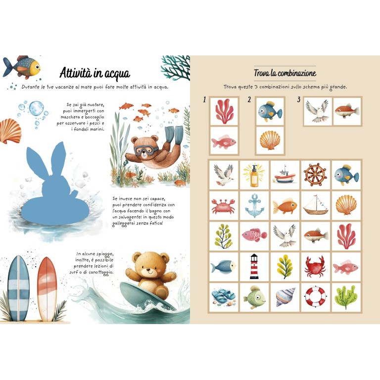 Sticker e attività. Vacanze al mare