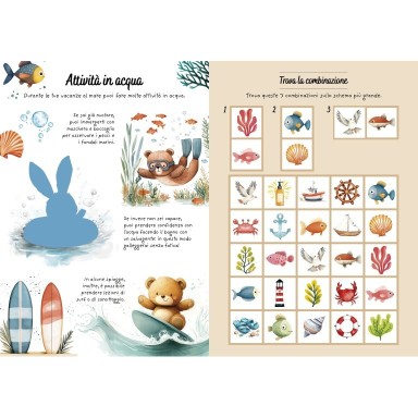 Sticker e attività. Vacanze al mare