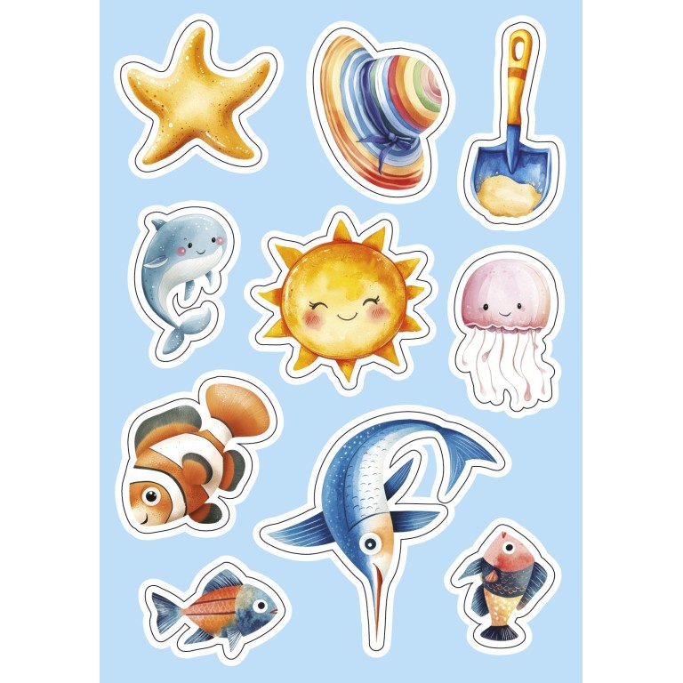 Sticker e attività. Vacanze al mare
