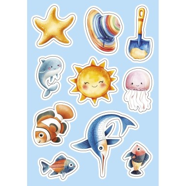 Sticker e attività. Vacanze al mare