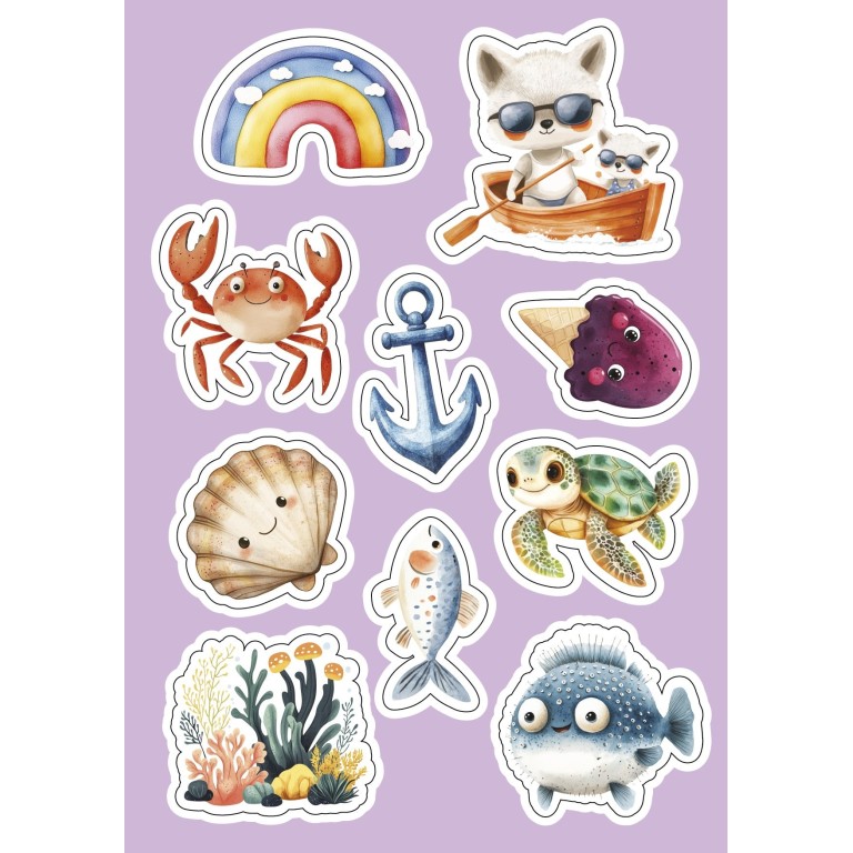 Sticker e attività. Vacanze al mare