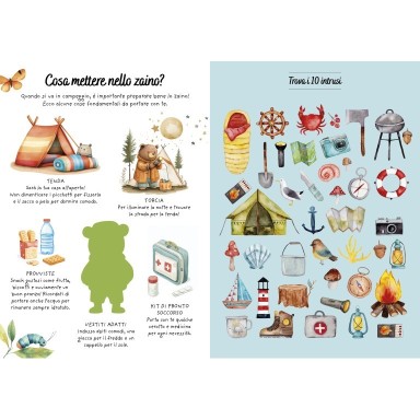 Sticker e attività. Il campeggio