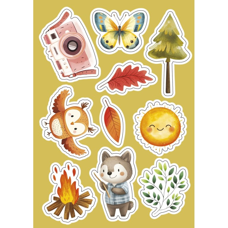 Sticker e attività. Il campeggio