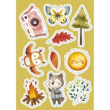 Sticker e attività. Il campeggio