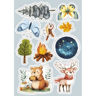 Sticker e attività. Il campeggio