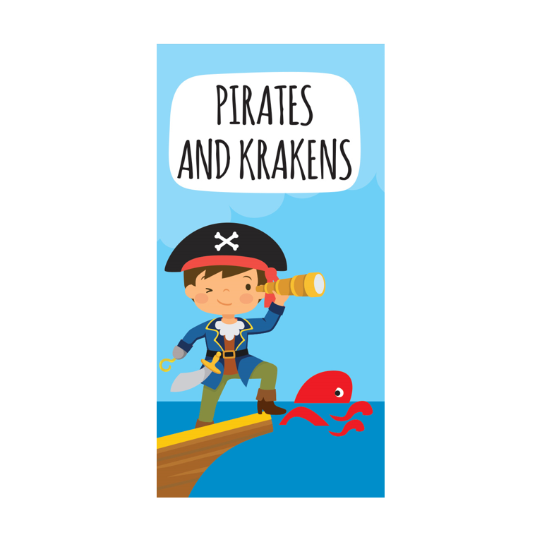 Fantasy book and puzzle. Pirates and Krakens