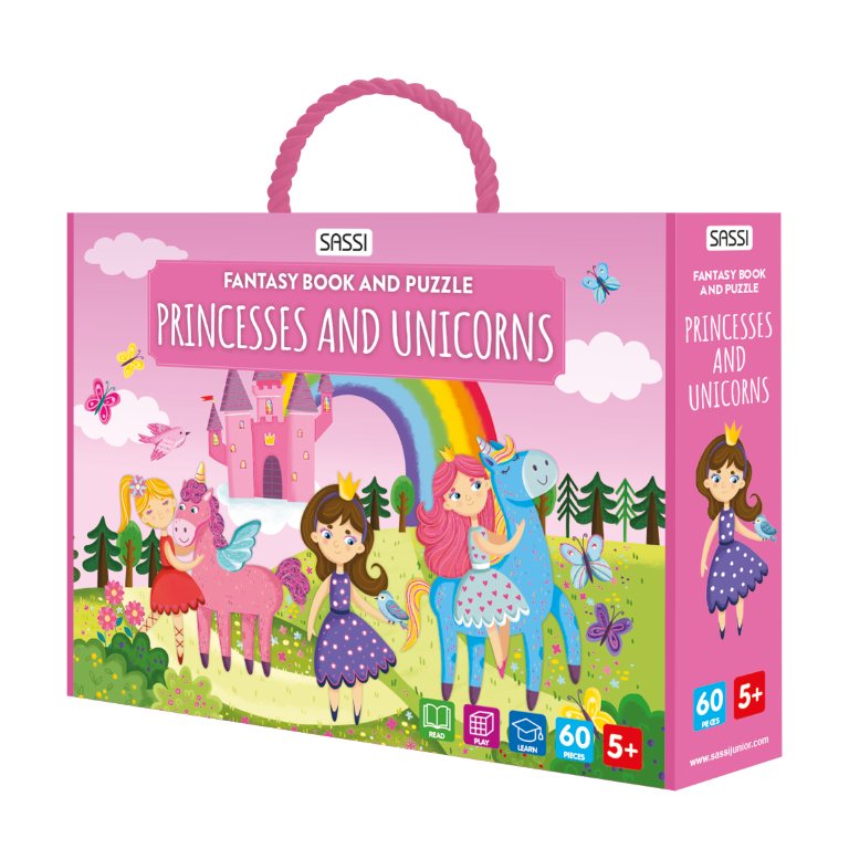 Fantasy book and puzzle - Princesses and Unicorns