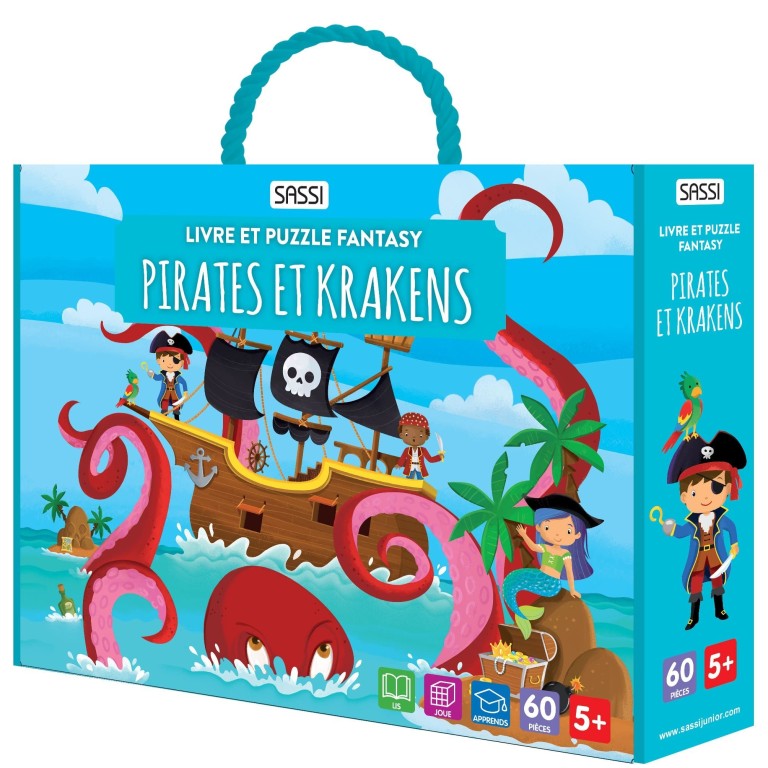 Livre et puzzle fantasy. Pirates et krakens