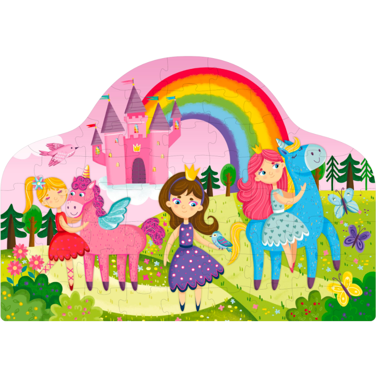 Livre et puzzle. Princesses et licornes