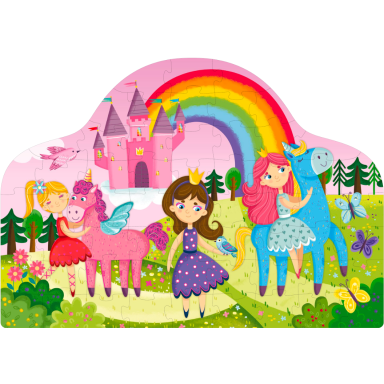 Livre et puzzle. Princesses et licornes