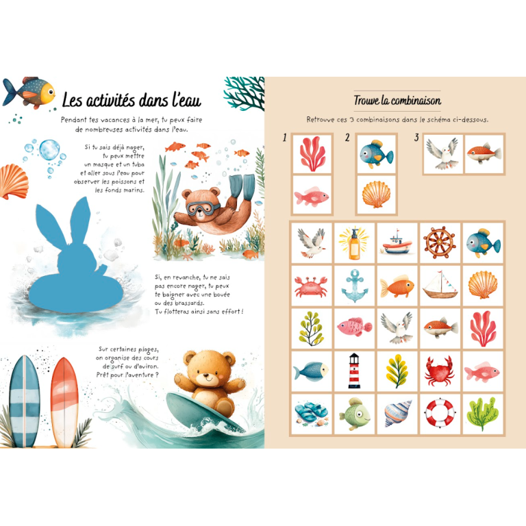 Livres d'activités. Les vacances à la mer
