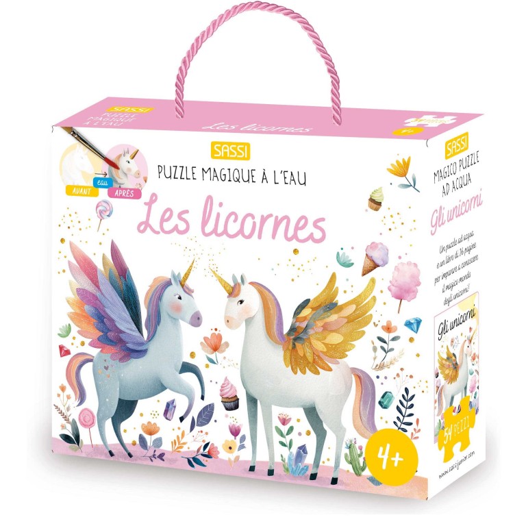 Puzzle magique à l'eau. Les licornes