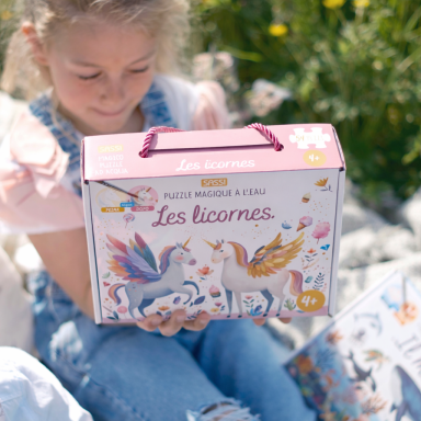 Puzzle magique à l'eau. Les licornes