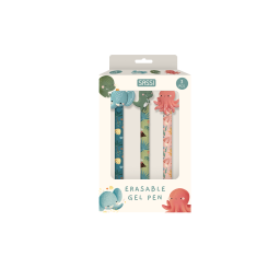 Set de Stylos Gel Effaçables – Éléphant, Dinosaure & Pieuvre