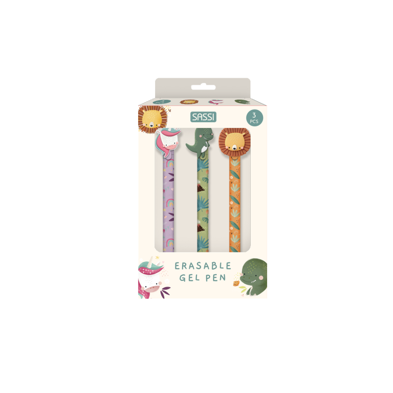 Erasable Gel Pen Set – Dinosaur, Unicorn, Lion