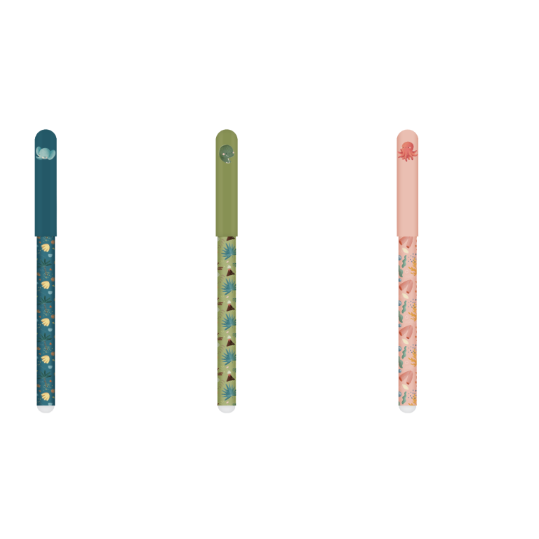 Set of 3 Ballpoint Pens – Elephant, Dinosaur & Octopus