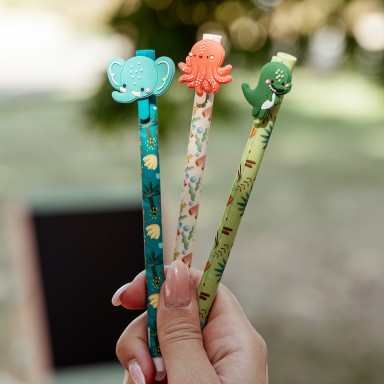 Erasable Gel Pen Set – Elephant, Dinosaur & Octopus